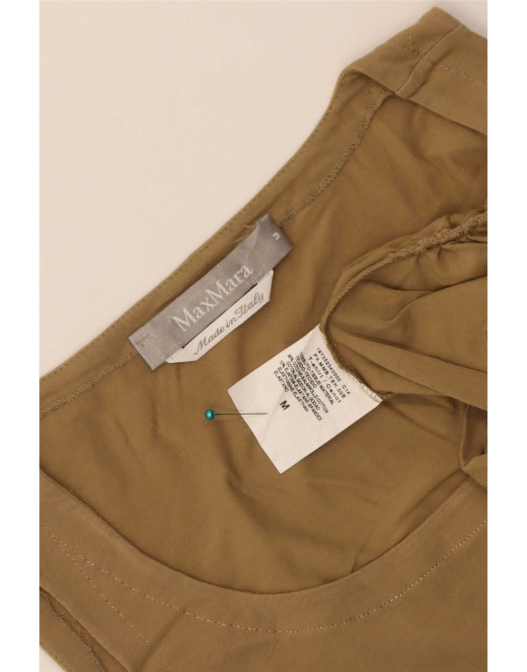 Max Mara Dame Ærmeløs Vest Top UK 12 Medium Beige Bomuld