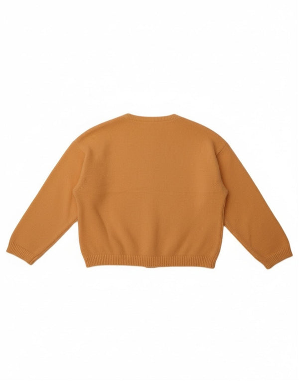 Vintage Dame Crop Cardigan Sweater UK 14 Medium Orange Wool