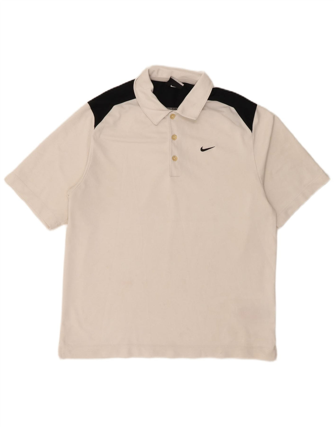 Nike Polo skjorte til mænd UK 38/41 Medium White Colourblock Polyester