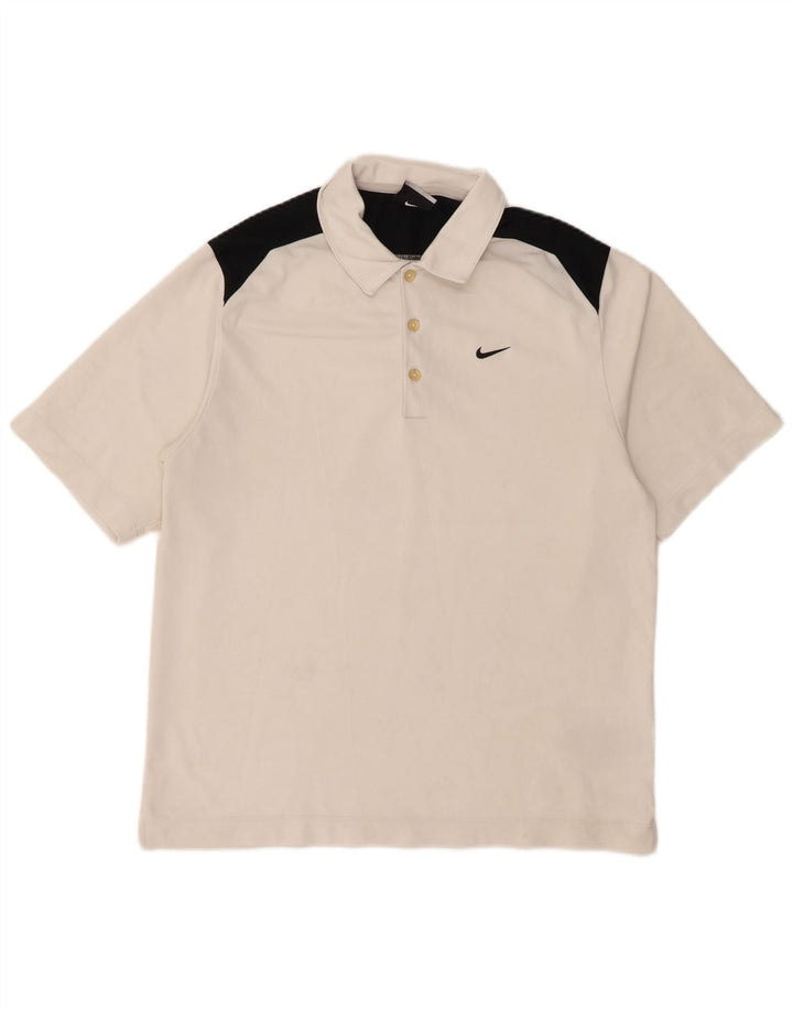 Nike Polo skjorte til mænd UK 38/41 Medium White Colourblock Polyester