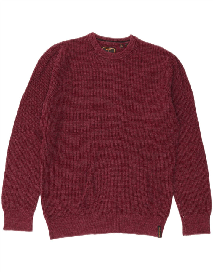 Superdry Sweater med rund hals til mænd Medium Bourgogne bomuld