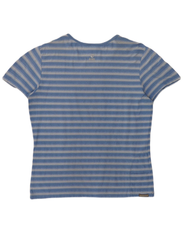 The North Face Dame T-Shirt Top UK 16 Stor Blå Stribet Polyester