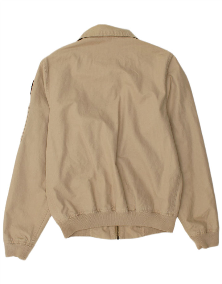 SCOTCH & SODA Grafisk bomberjakke til mænd UK 36 Lille beige bomuld