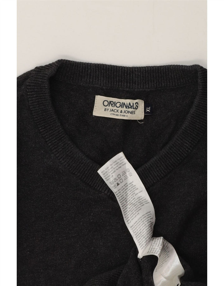 Jack & Jones Herre V-hals sweater XL Grå Bomuld