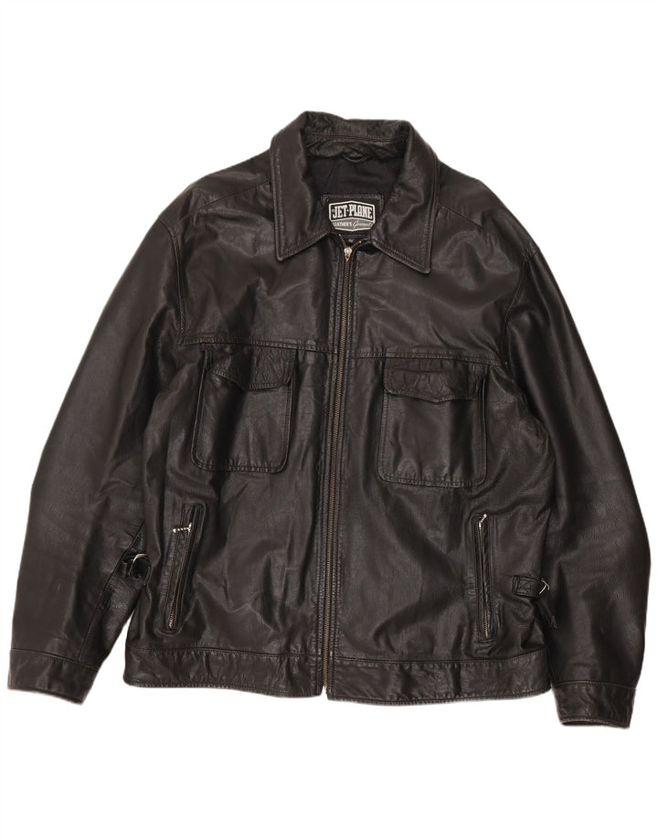 Jet Plane Herre Læderjakke IT 56 3XL Sort Læder