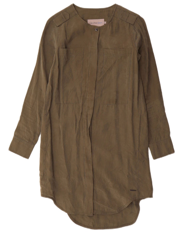 Calvin Klein Jeans Kvinder Oversized Skjortekjole UK 6 XS Khaki Polyester