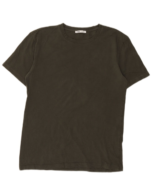 Zara Herre T-Shirt Top Medium Brun Bomuld