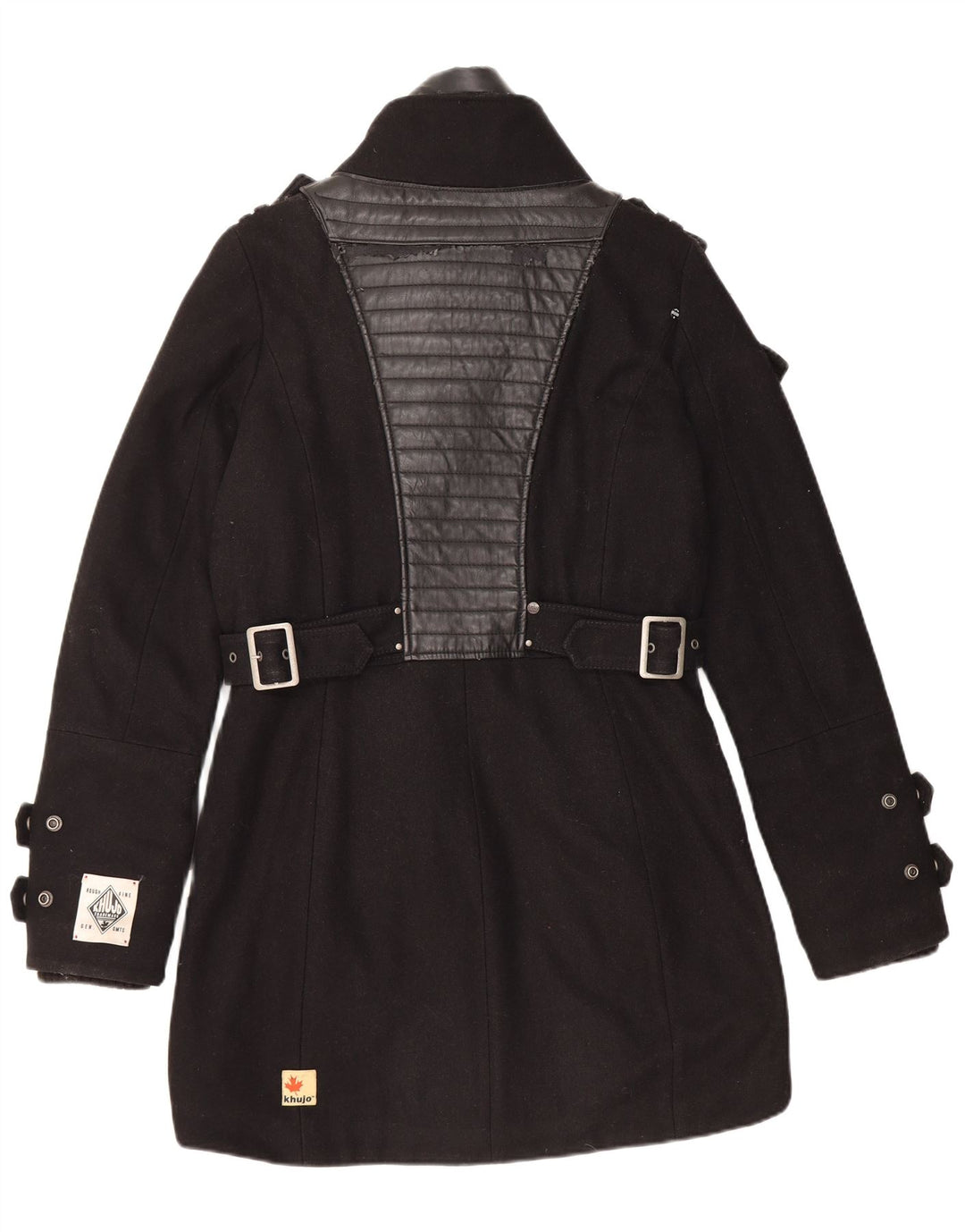 KHUJO Herre Militær Overfrakke UK 38 Medium Sort Nylon