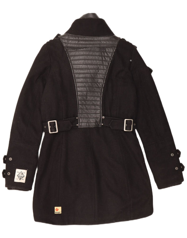 KHUJO Herre Militær Overfrakke UK 38 Medium Sort Nylon