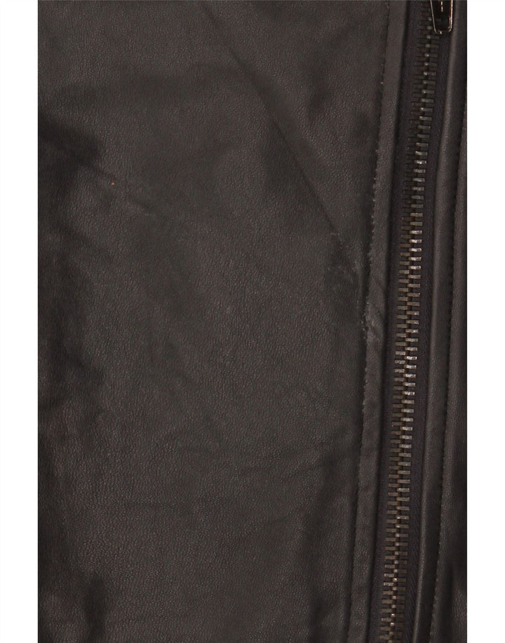 Simona Barbieri Dame Twin-Set Læder Biker Jacket UK 10 Small Black