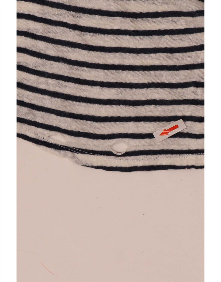 Massimo Dutti Dame T-Shirt Top UK 14 Medium Hvid Stribet