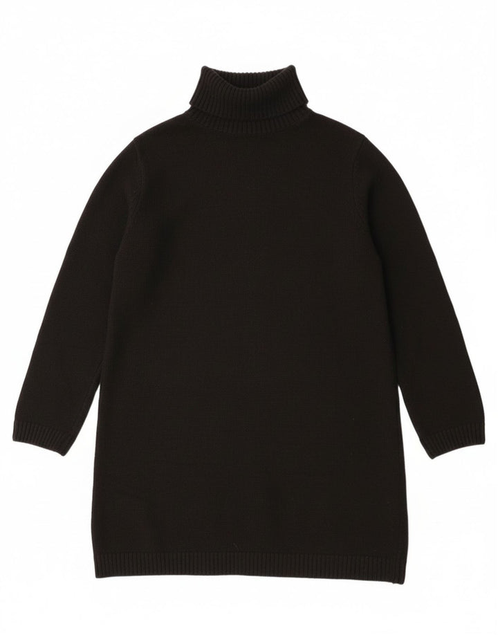 Zara Dame Longline rullehals sweater UK 14 Medium Sort Polyester