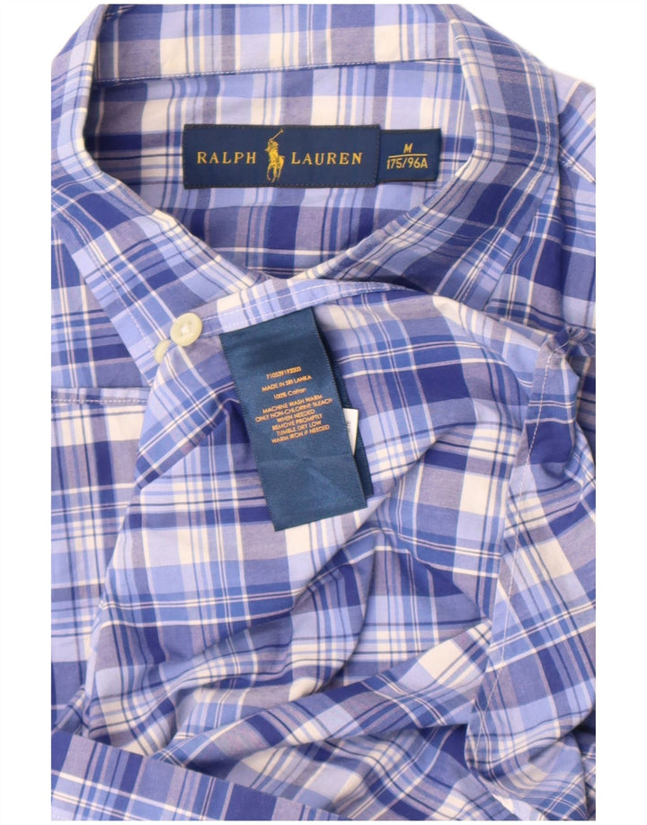 Ralph Lauren kortærmet herreskjorte mellemblå ternet bomuld
