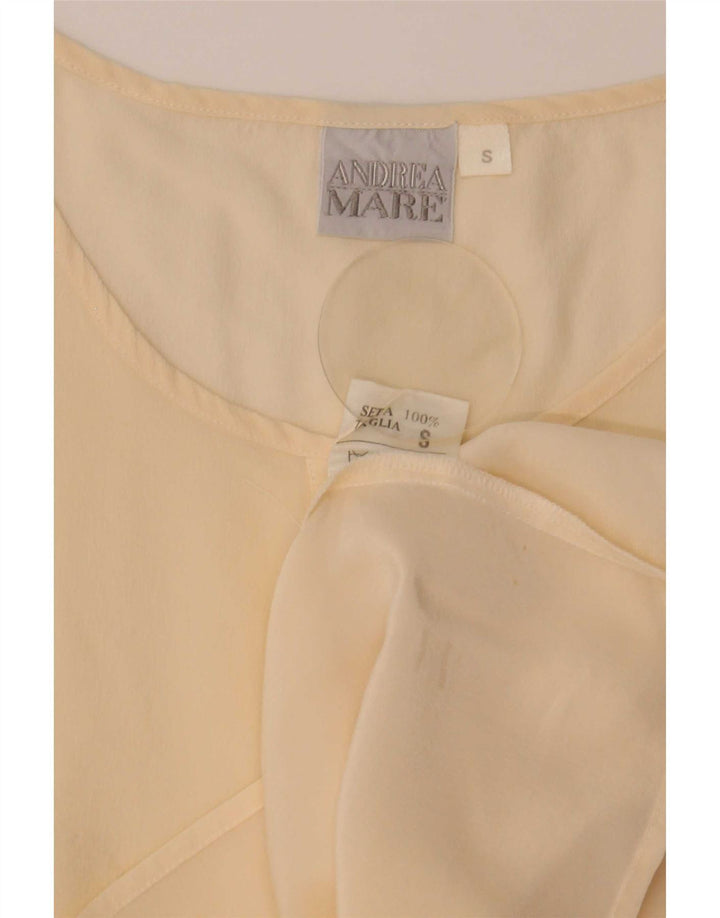 Andrea Mare Dame ærmeløs bluse Top UK 10 Small Beige Silk