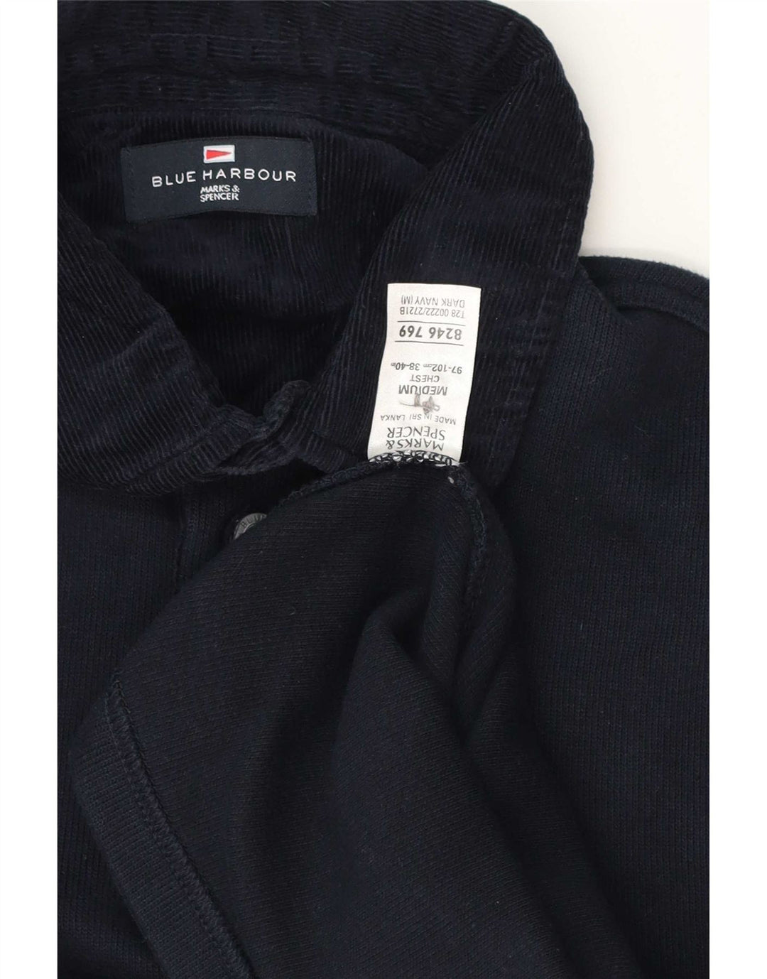 Marks & Spencer Herre Blue Harbor langærmet poloshirt Medium Navy bomuld