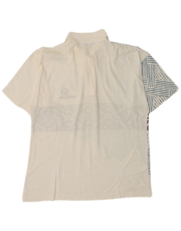 Sergio Tacchini Herre poloshirt IT 50 Medium Hvid Geometrisk Bomuld