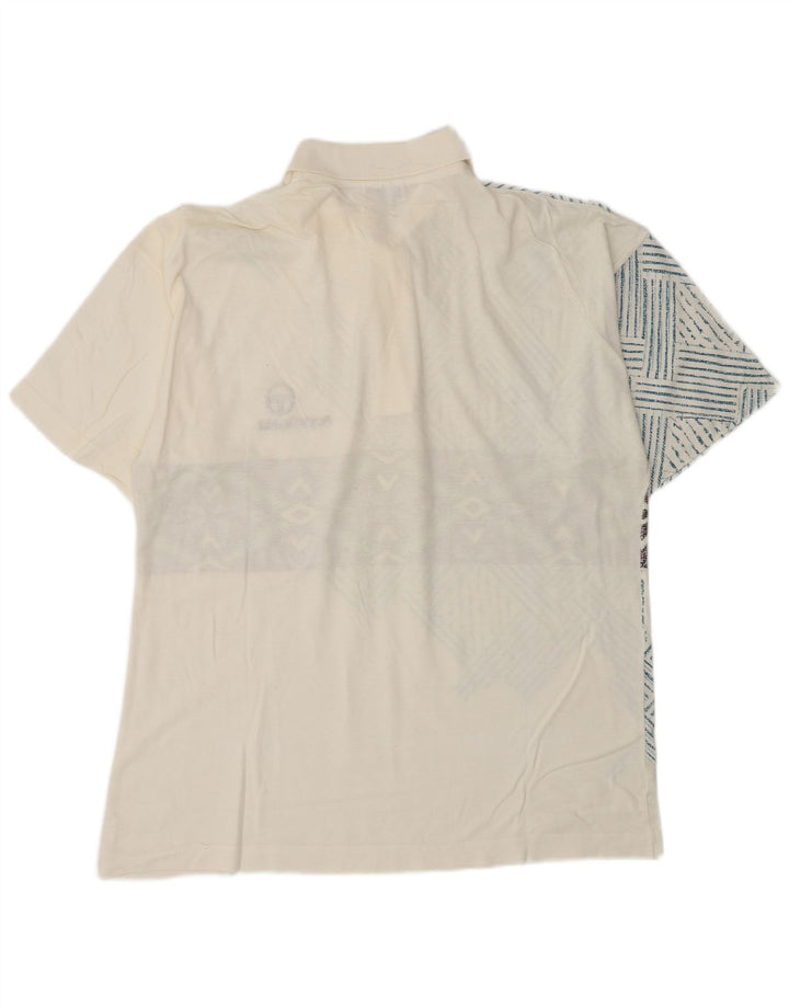 Sergio Tacchini Herre poloshirt IT 50 Medium Hvid Geometrisk Bomuld