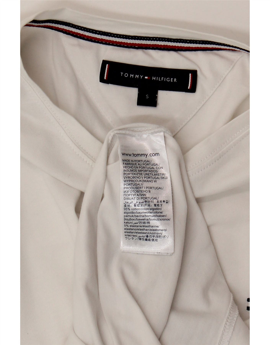 TOMMY HILFIGER Herre T-Shirt Top Lille Hvid Bomuld
