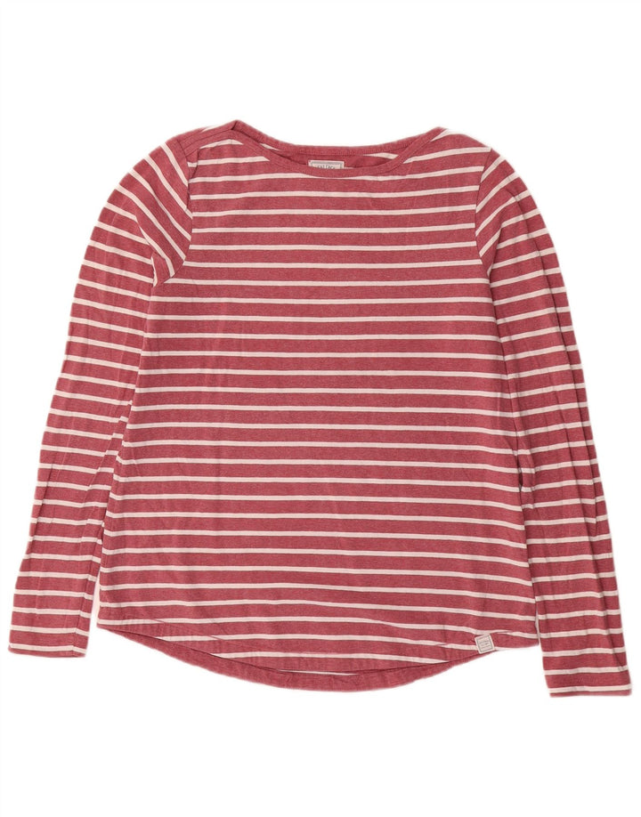Fat Face Dame Top Langærmet UK 10 Lille Pink Stribet
