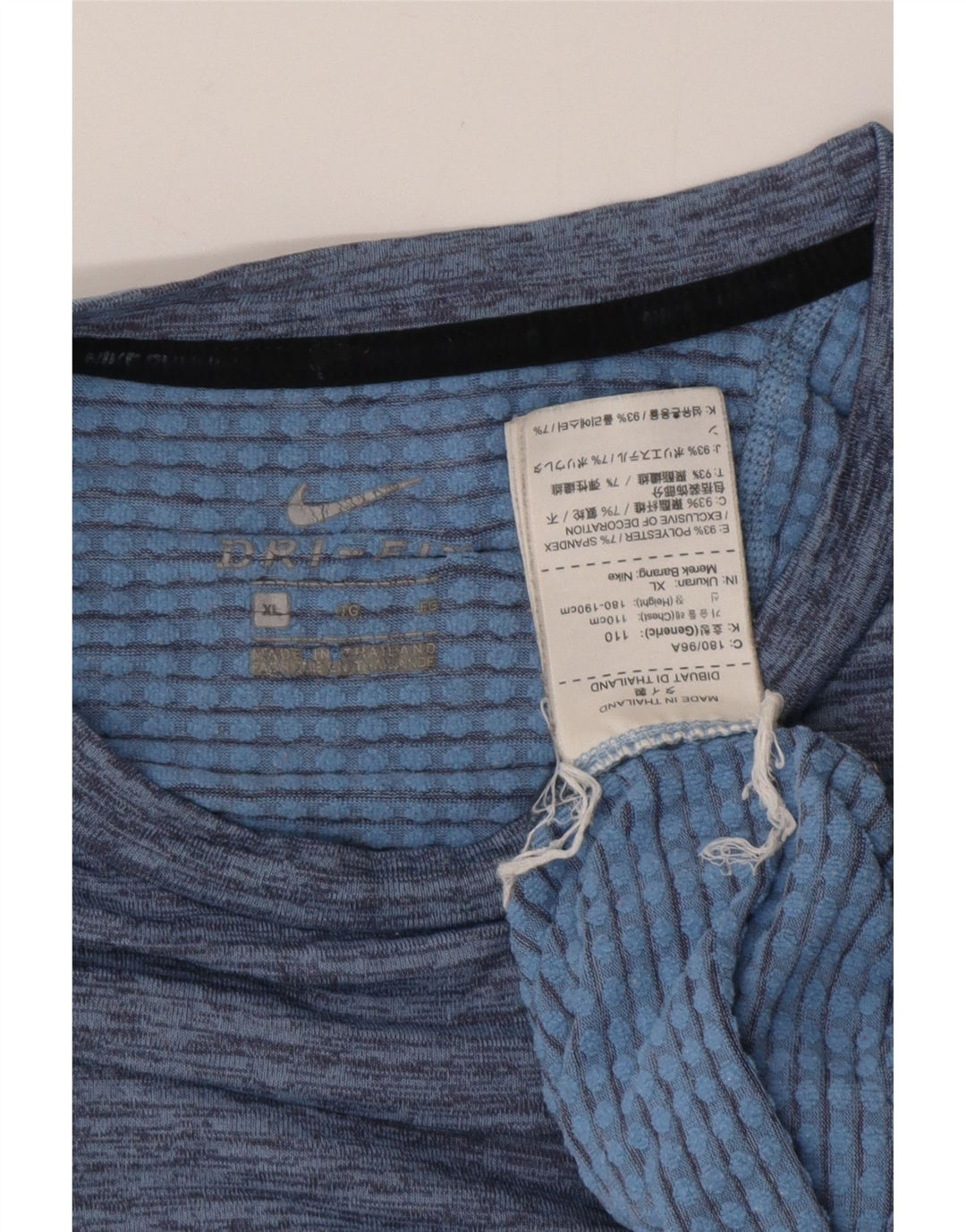 NIKE Dri Fit T-shirt top til mænd XL Blå Flecked Polyester