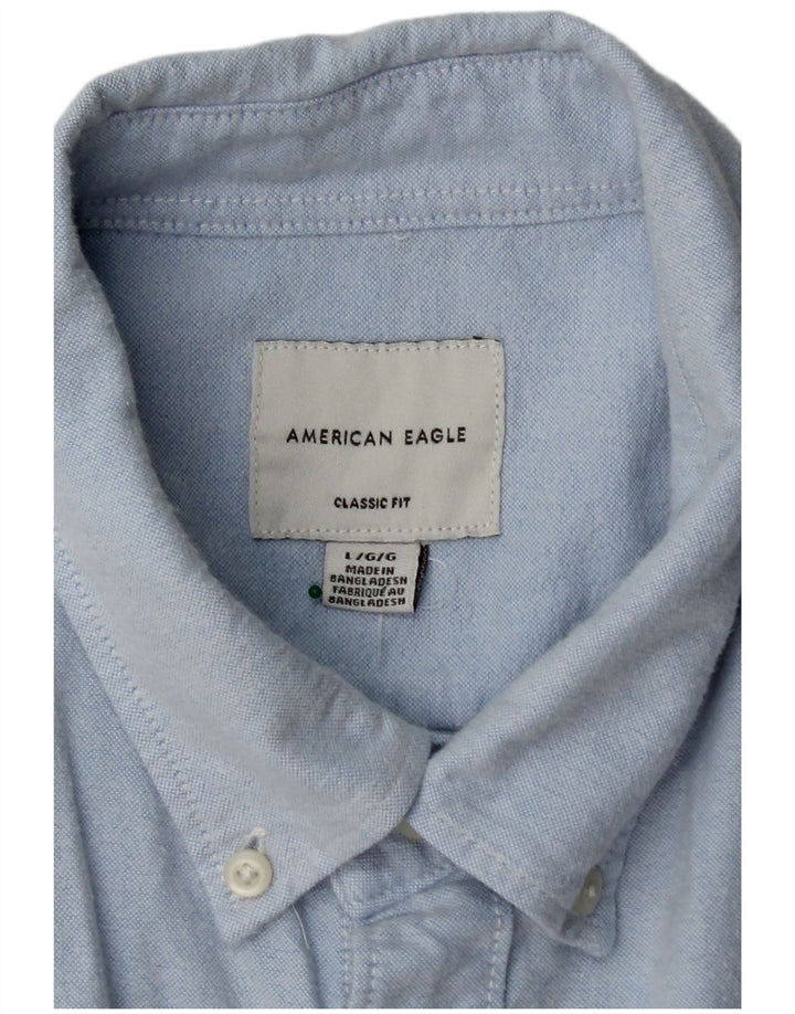 AMERICAN EAGLE Herre Classic Fit skjorte Stor blå bomuld
