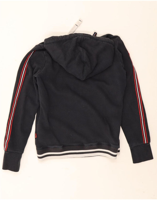 Superdry hættetrøje til kvinder med grafisk lynlås UK 14 Stor marineblå bomuld