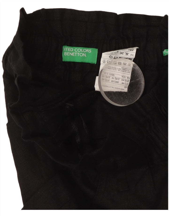 BENETTON Kvinder High Rise Casual Shorts UK 14 Large W32 Black Linen