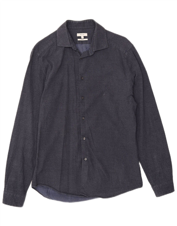 Reiss Slim Fit skjorte til mænd, stor marineblå bomuld