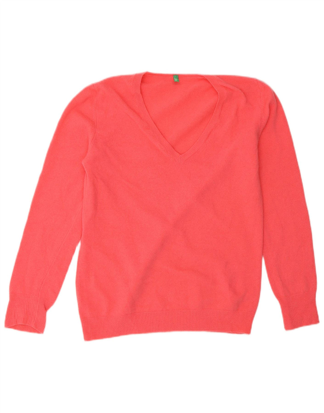 Benetton Dame V-hals sweater UK 12 Medium Pink