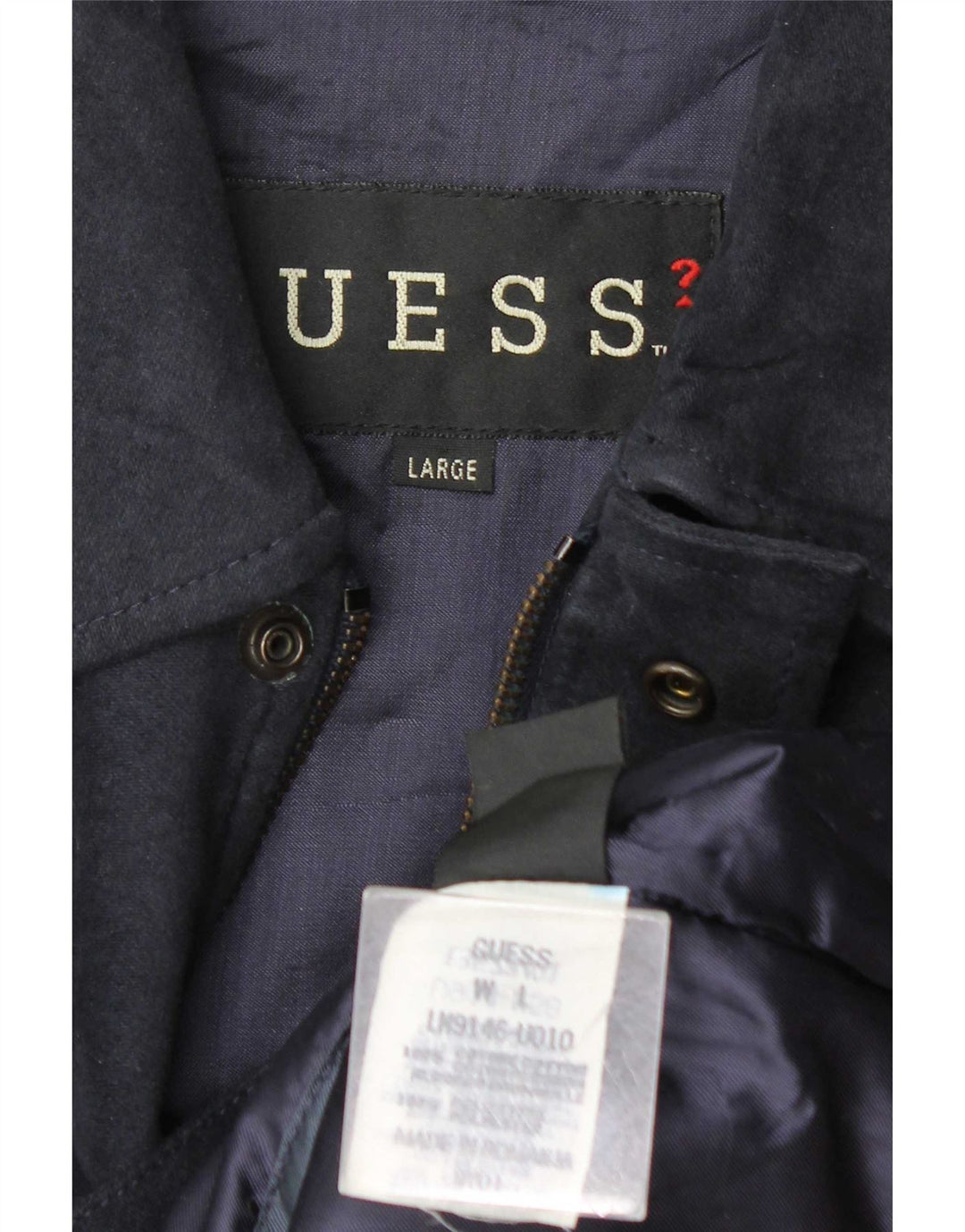 Guess Herre Bomber Jacket UK 40 Large Navy Blue Cotton