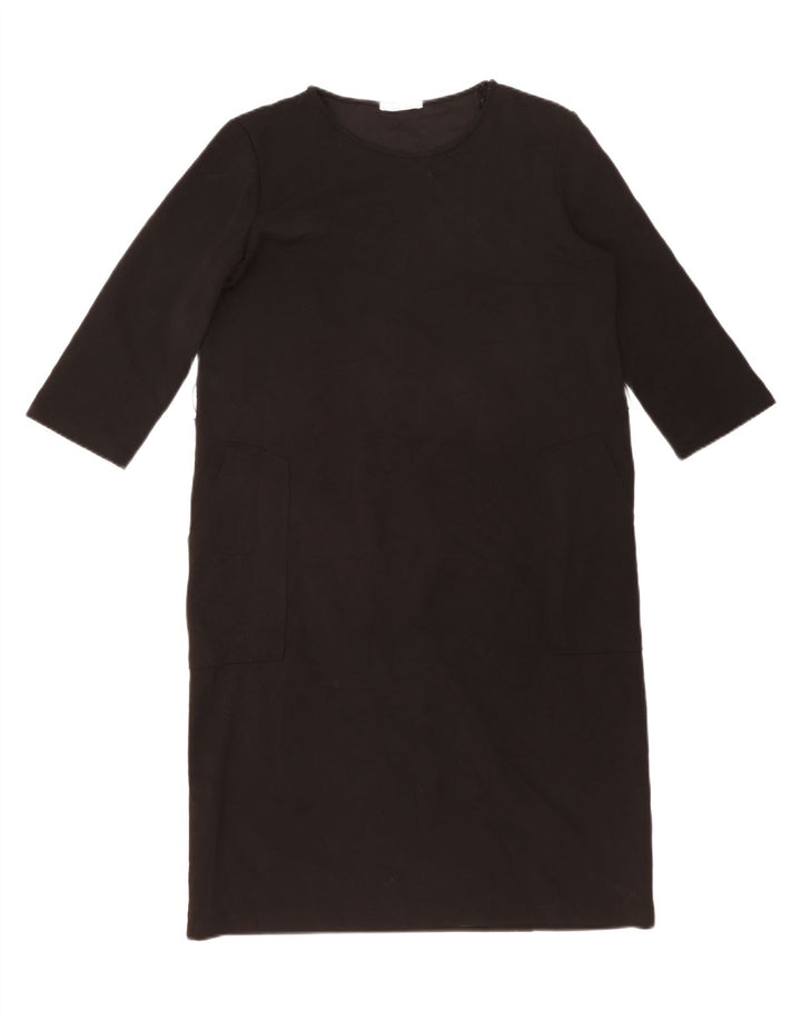 ZARA Dame 3/4 ærmet Skift Kjole UK 14 Stor sort polyester