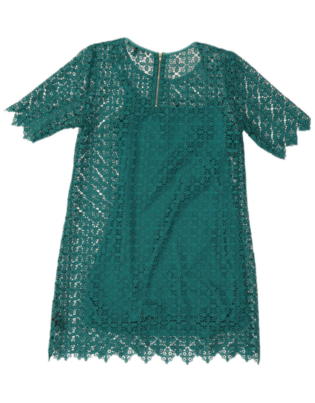 Næste Womens Petites Lace Shift Dress UK 12 Medium Green Geometric Polyester