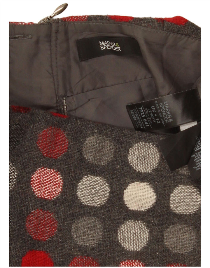 Marks & Spencer lige nederdel til kvinder UK 12 Medium W30 Grå Polka Dot