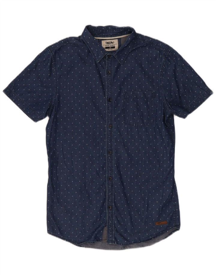 MOSSIMO Kortærmet denimskjorte til mænd XS Blue Spotted