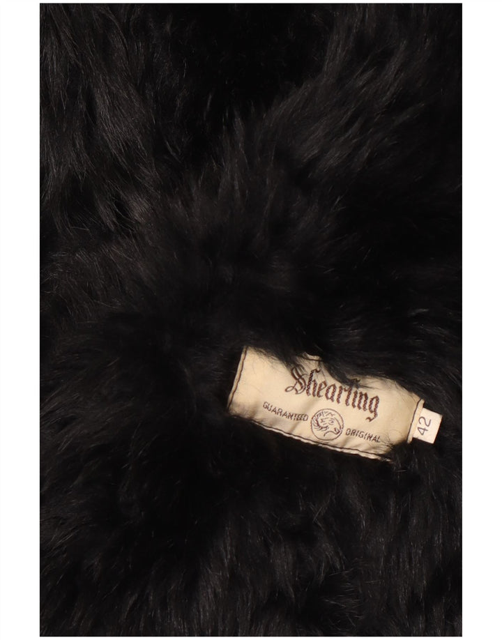 Vintage Dame Oversized Shearling Overfrakke IT 42 Medium Black Shearling