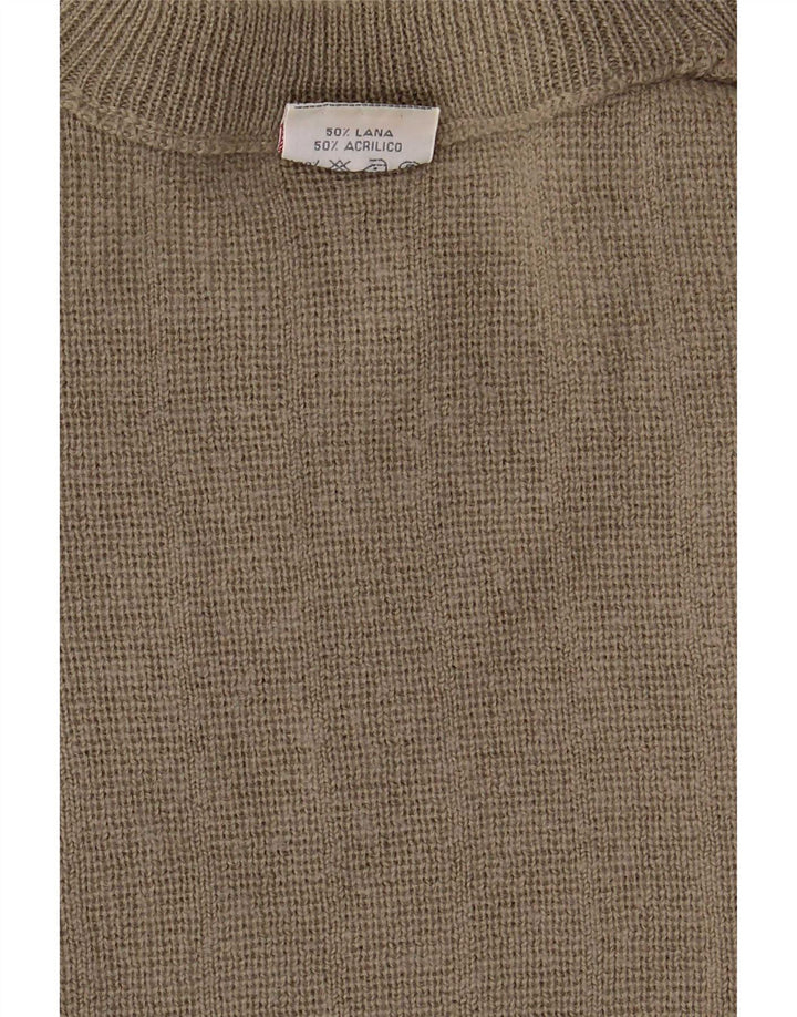 Bernardini Herre Crew Neck Jumper Sweater XL Khaki Geometrisk Uld