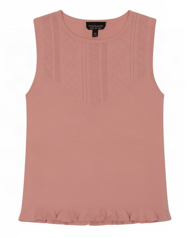Topshop Dame ærmeløs bluse Top UK 8 Small Pink Viscose