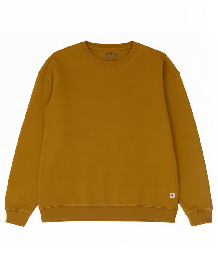 Fat Face Dame Oversized Sweatshirt Jumper UK 12 Medium Gul Bomuld