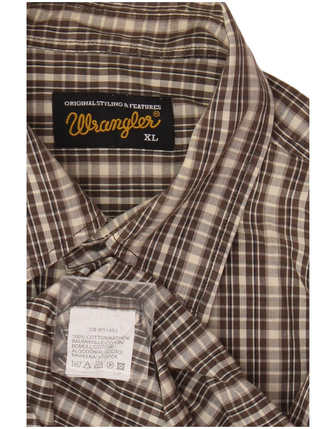 Wrangler herre flannelskjorte XL brun ternet bomuld