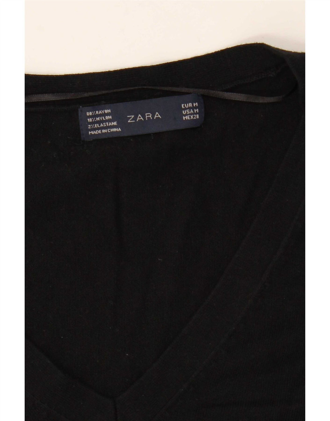 Zara Dame V-hals sweater UK 14 Medium Sort Rayon
