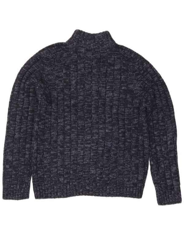Marks & Spencer Herre Zip Neck Sweater XL Navy Blue Flecked Acryl