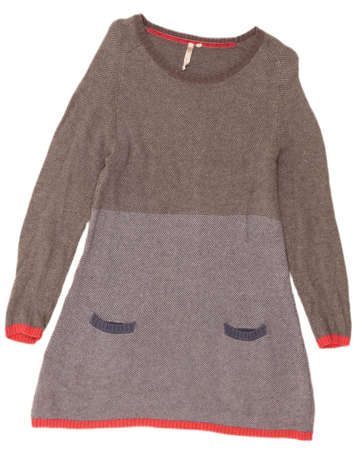 WHITE STUFF Dame Jumper Dress UK 12 Medium Grå Colourblock Bomuld