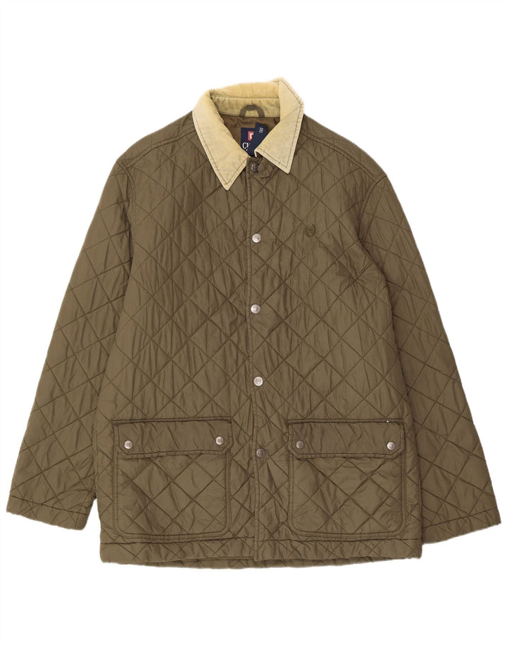 CHAPS Mens Quilted Jacket UK 38 Medium Khaki Nylon