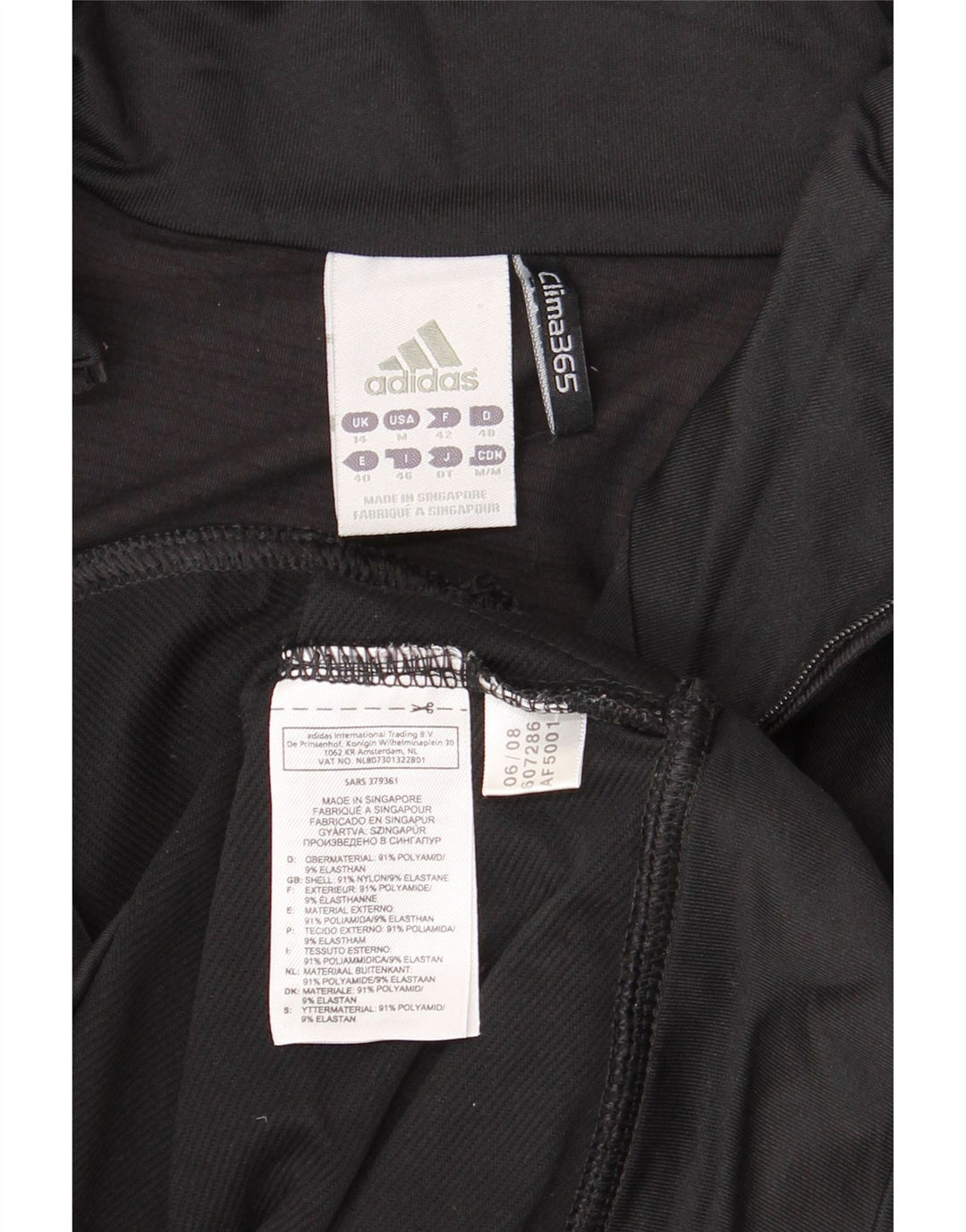 ADIDAS Dame Climalite træningsdragt Topjakke UK 14 Stor sort polyamid