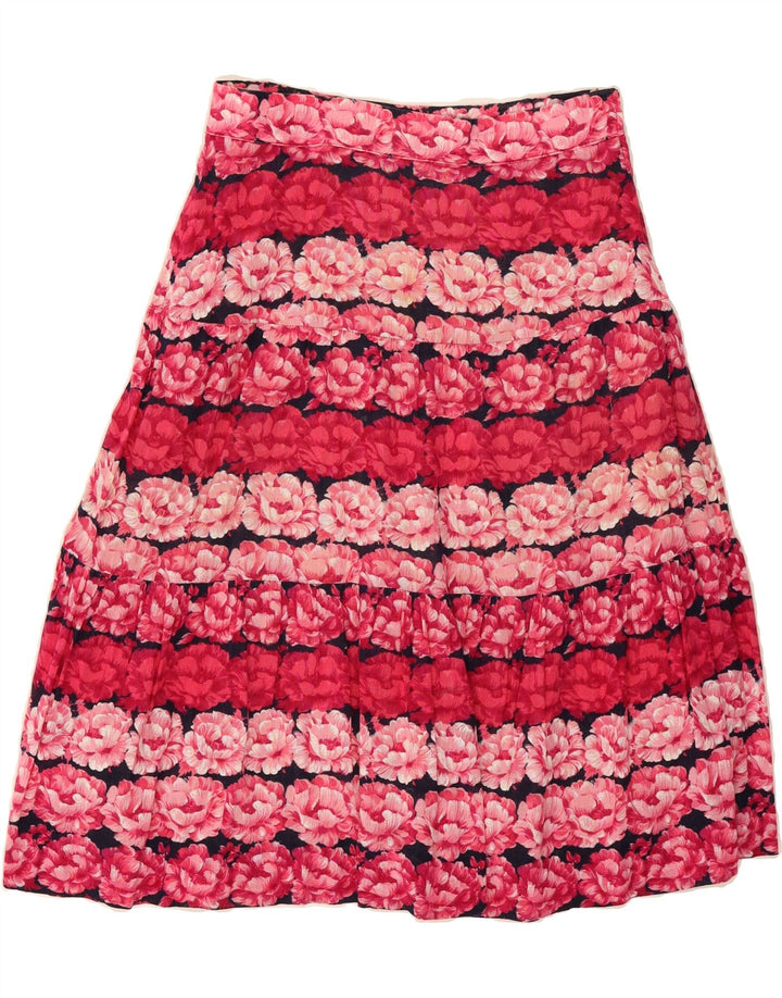 VINTAGE Womens A-Line Skirt W28 Medium Red Floral Vintage Vintage and Second-Hand Vintage from Messina Hembry 