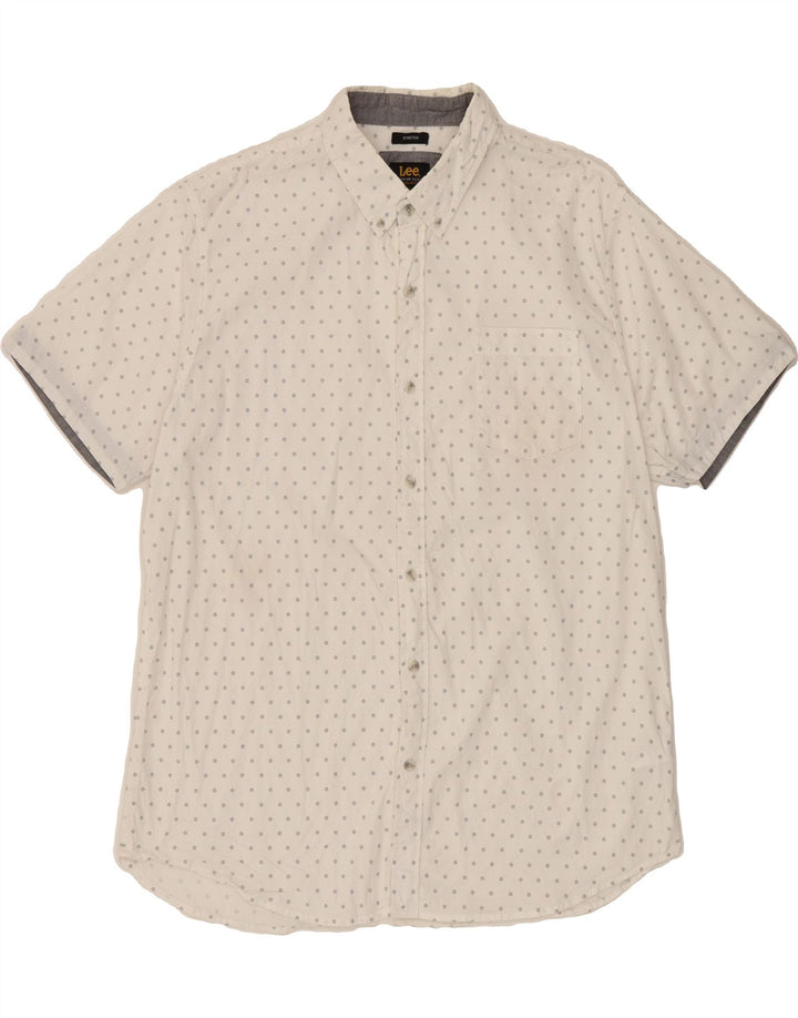 LEE Mens Regular Fit Short Sleeve Shirt XL White Floral Cotton Vintage Lee and Second-Hand Lee from Messina Hembry 