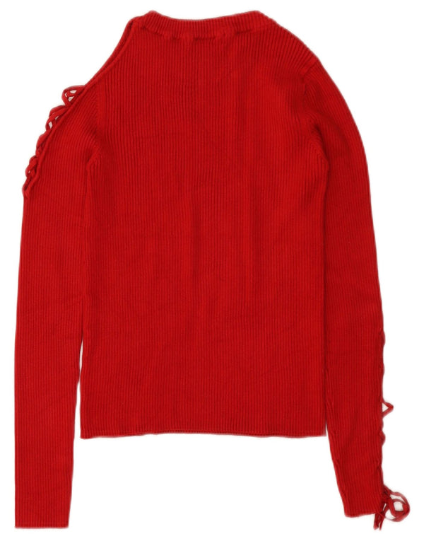 Zara Womens Crop Boat Neck Jumper Sweater UK 12 Medium Red