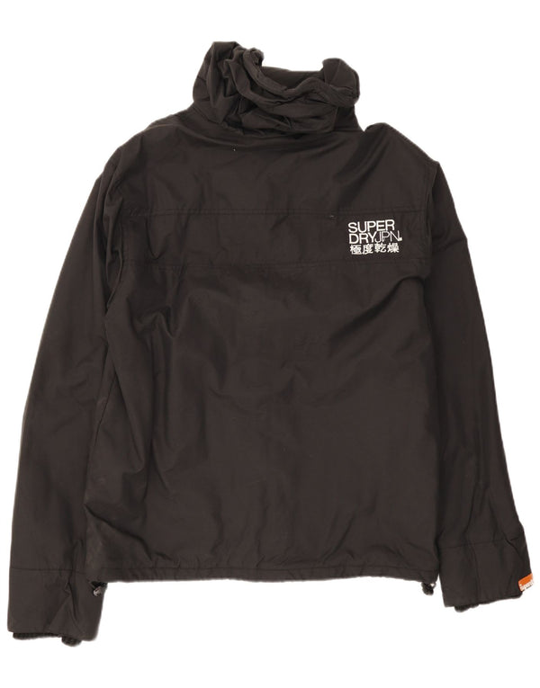 Superdry Windbreaker-jakke med hætte til mænd UK 44 2XL sort nylon