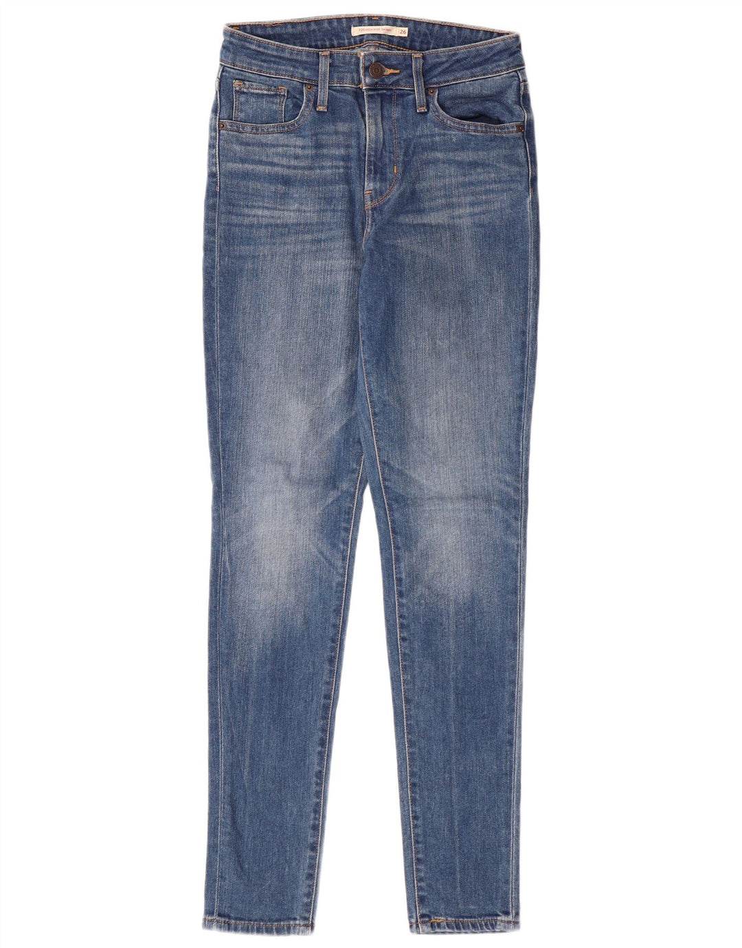 LEVI'S Dame 721 Skinny Jeans med høj talje W26 L32 Blå Bomuld