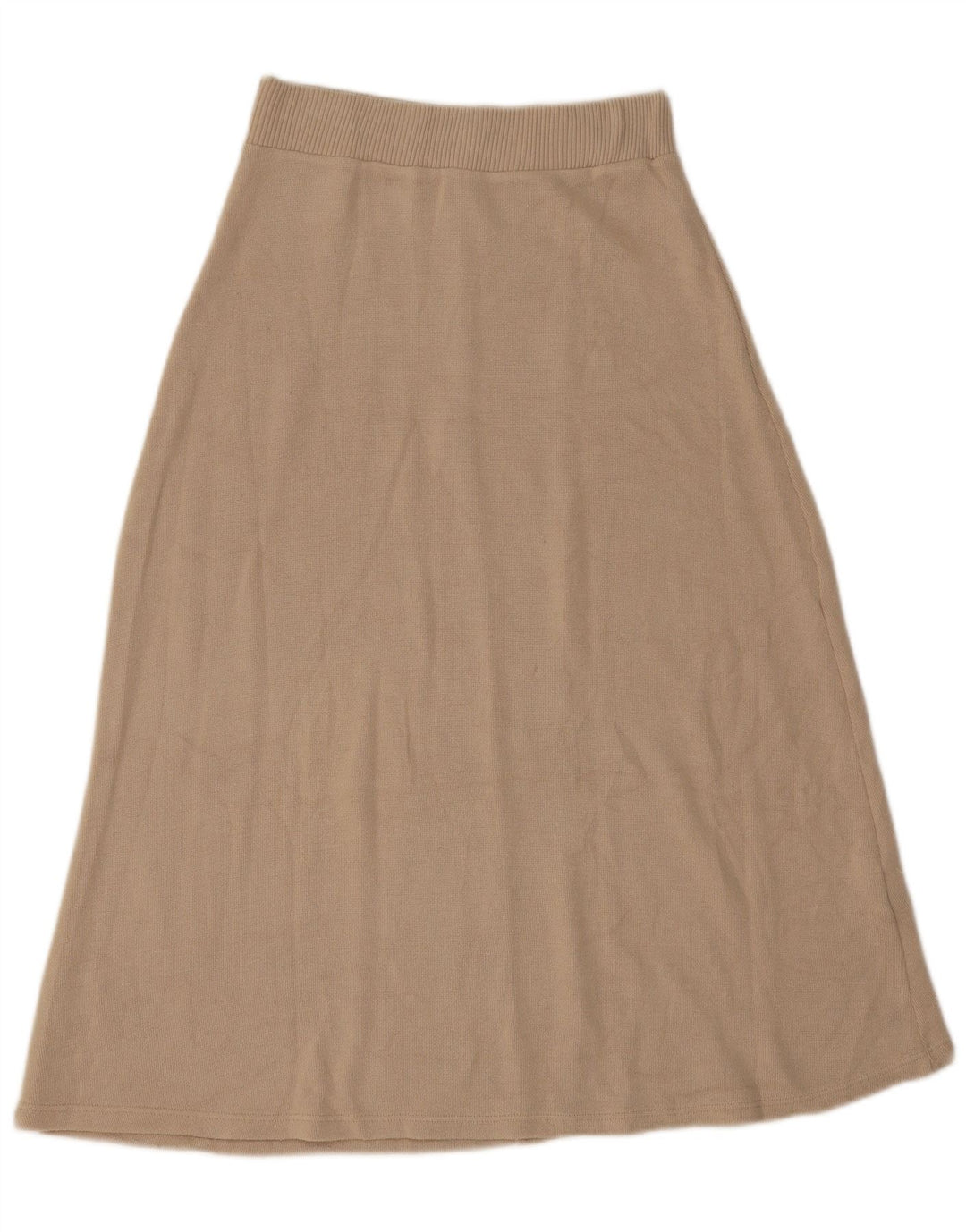 Zara Dame Strik Flared Nederdel Small W26 Beige Viscose